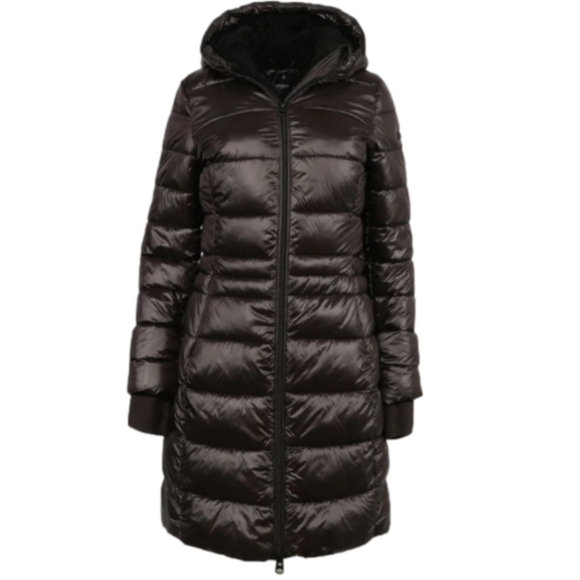 Lucky Brand Jackets & Blazers - LUCKY Brand Womens Sz L Knee Length Cozy Lined Zip Front Puffer Chocolate NWOT